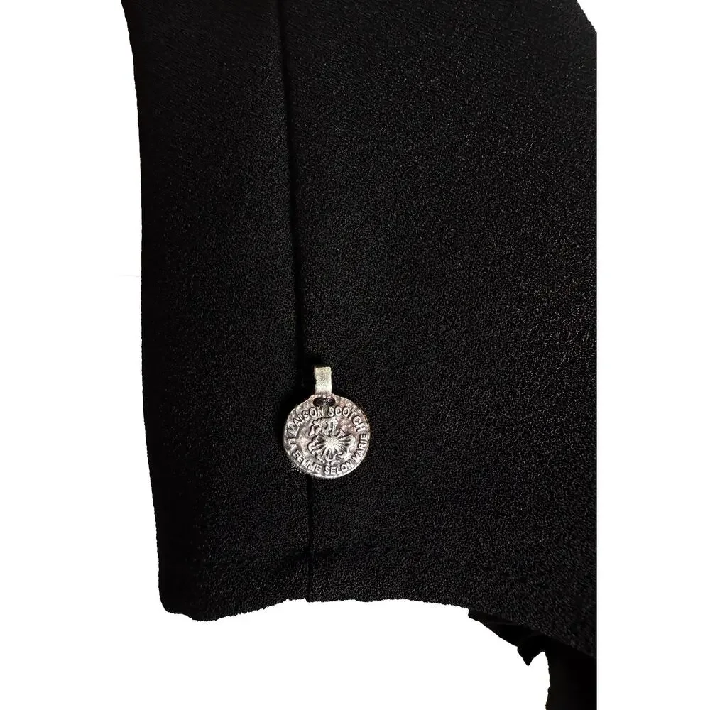 Maison Scotch Malibu Women's Black Sleeveless Racer Back Sheath Dress Snap Front